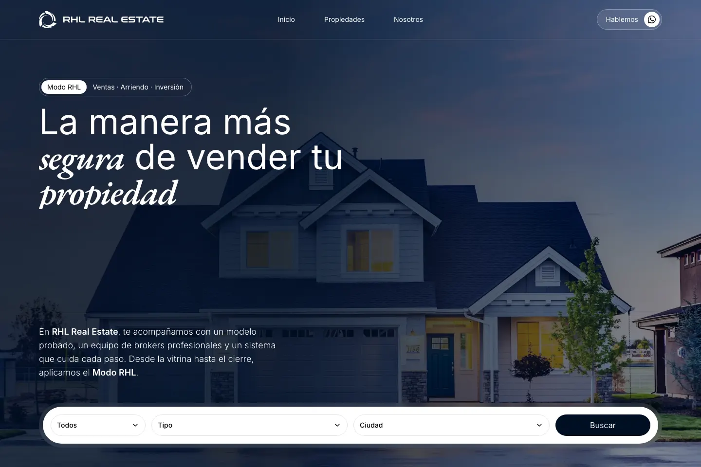 Sitio web de RHL Real Estate